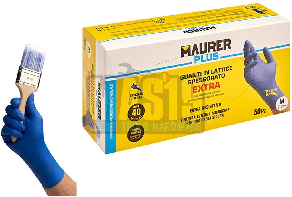 GUANTI IN LATTICE EXTRA RESISTENTI BLU MAURER PZ. 50 TAGLIA XL