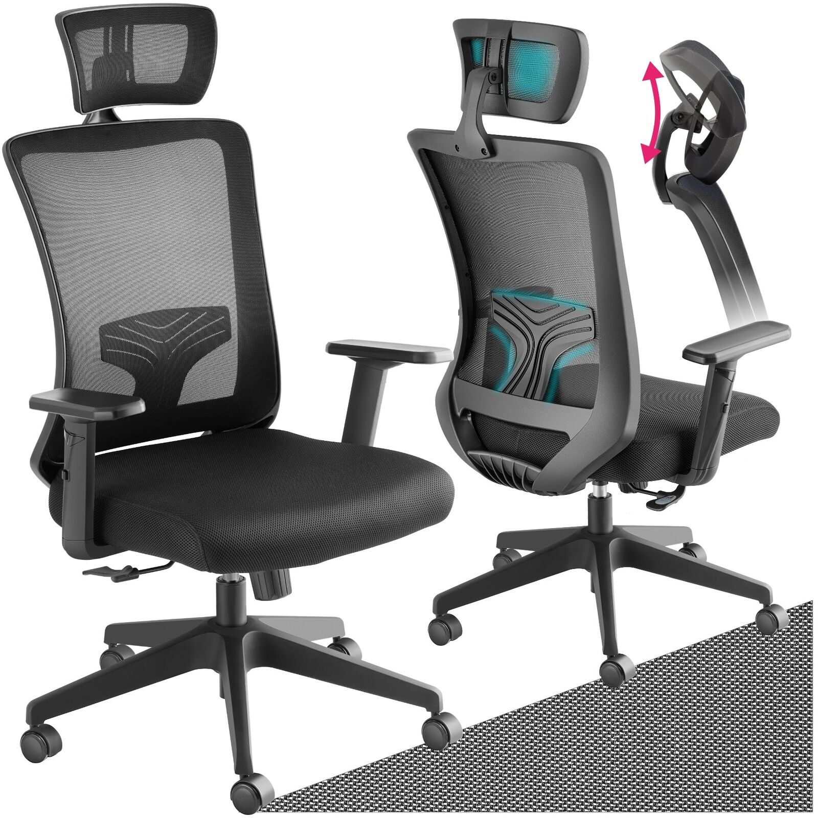 Sedia Da Ufficio Ergonomica Imbottita Supporto Lombare Poggiatesta Regolabile