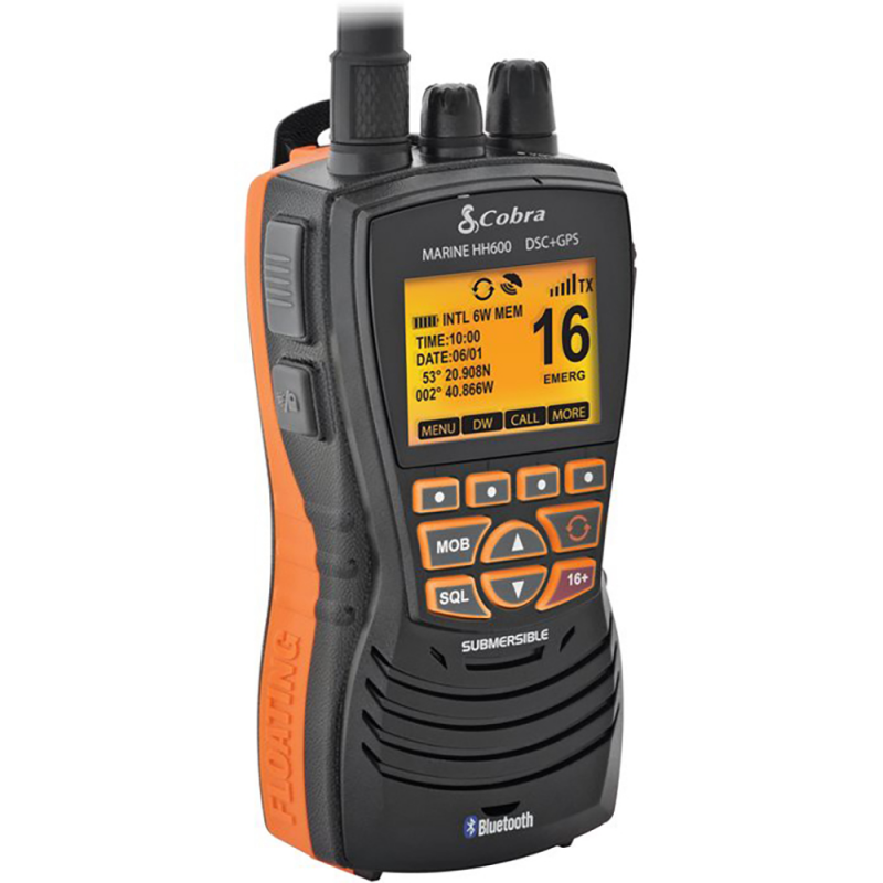 Cobra Marine Vhf Portatile Stagno Galleggiate Mr Hh600 Gps Bt Eu Nero 020-2600