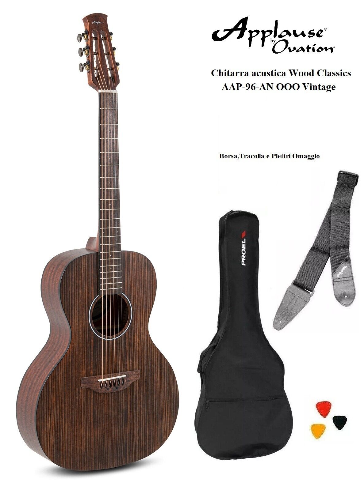 Applause by Ovation Chitarra acustica Vintage Wood Classics AAP-96-AN OOO + BAG