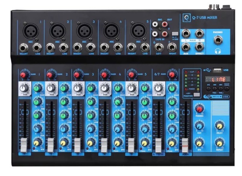 OQAN Q7 MK2 Mixer 7 canali player USB Bluetooth mp3 per dj karaoke pianobar