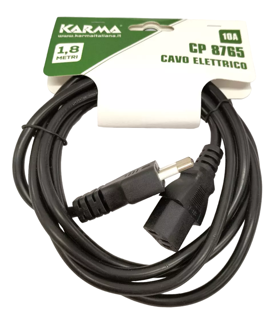 Cavo Alimentazione Presa Cee 3 Poli Spina 10 A Nero 1,8 metri Ampli Casse Pc