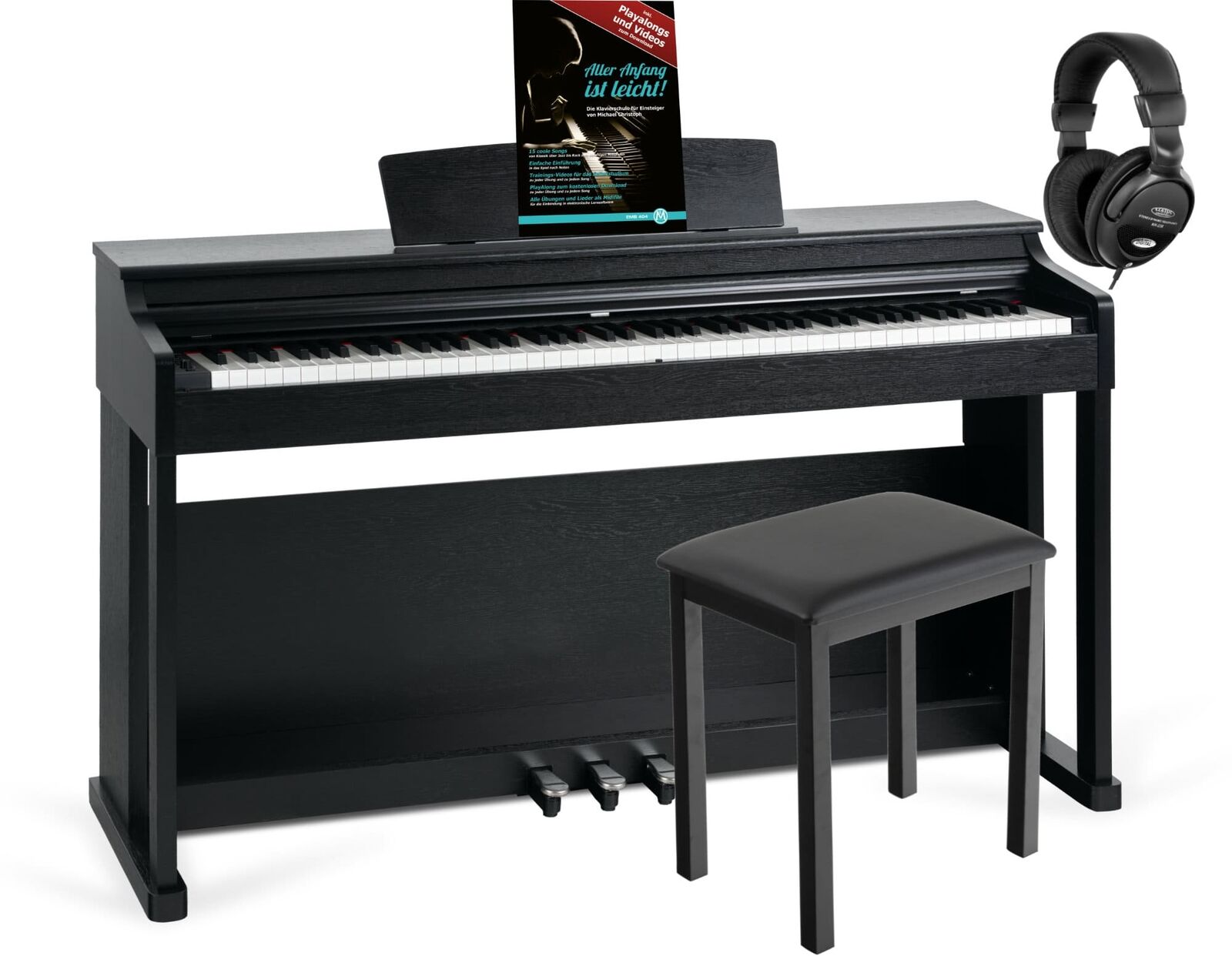 Piano Digitale con 88 Tasti Pesati Pianoforte Tastiera Klavier Panca Cuffie Nero