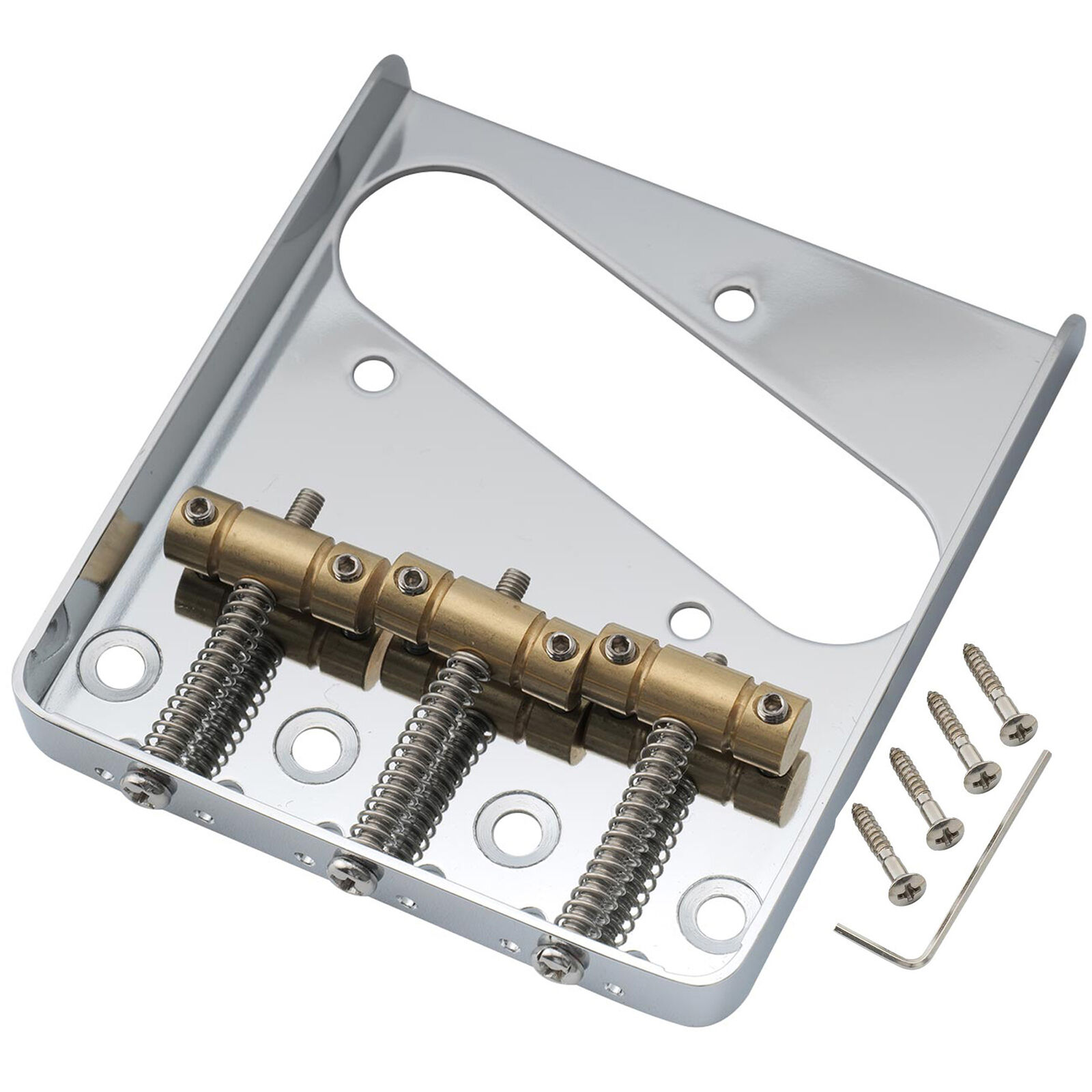 Musiclily Pro Chrome 54mm Vintage Bridge Brass 3 Saddles For Import Tele Guitar