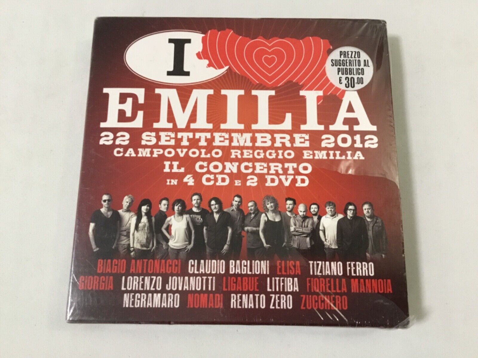 ITALIA LOVES EMILIA Cardboard Box with 4 CDs and 2 DVDs + poster 24 x 48 cm NEW!