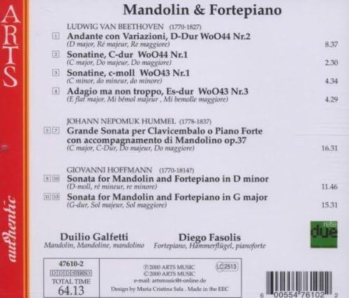 Duilio Galfetti Music for Mandoline - Galfetti/fasolis (CD) Album