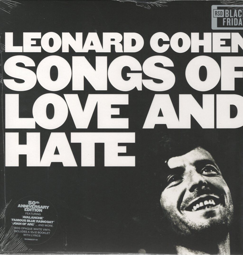 Leonard Cohen Songs of Love and Hate LP vinyl Europe Legacy 2021 on white vinyl