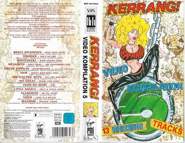 Various – Kerrang Video Kompilation 5 (1990) - VHS,PAL,NEW,UNPLAYED, NO SEALED