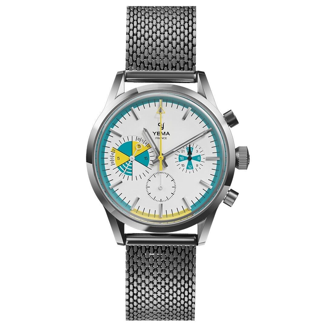 YEMA Yachtingraf Acciaio Cronografo Ibrido Meccanico Quarzo Bianco Orologio Uomo