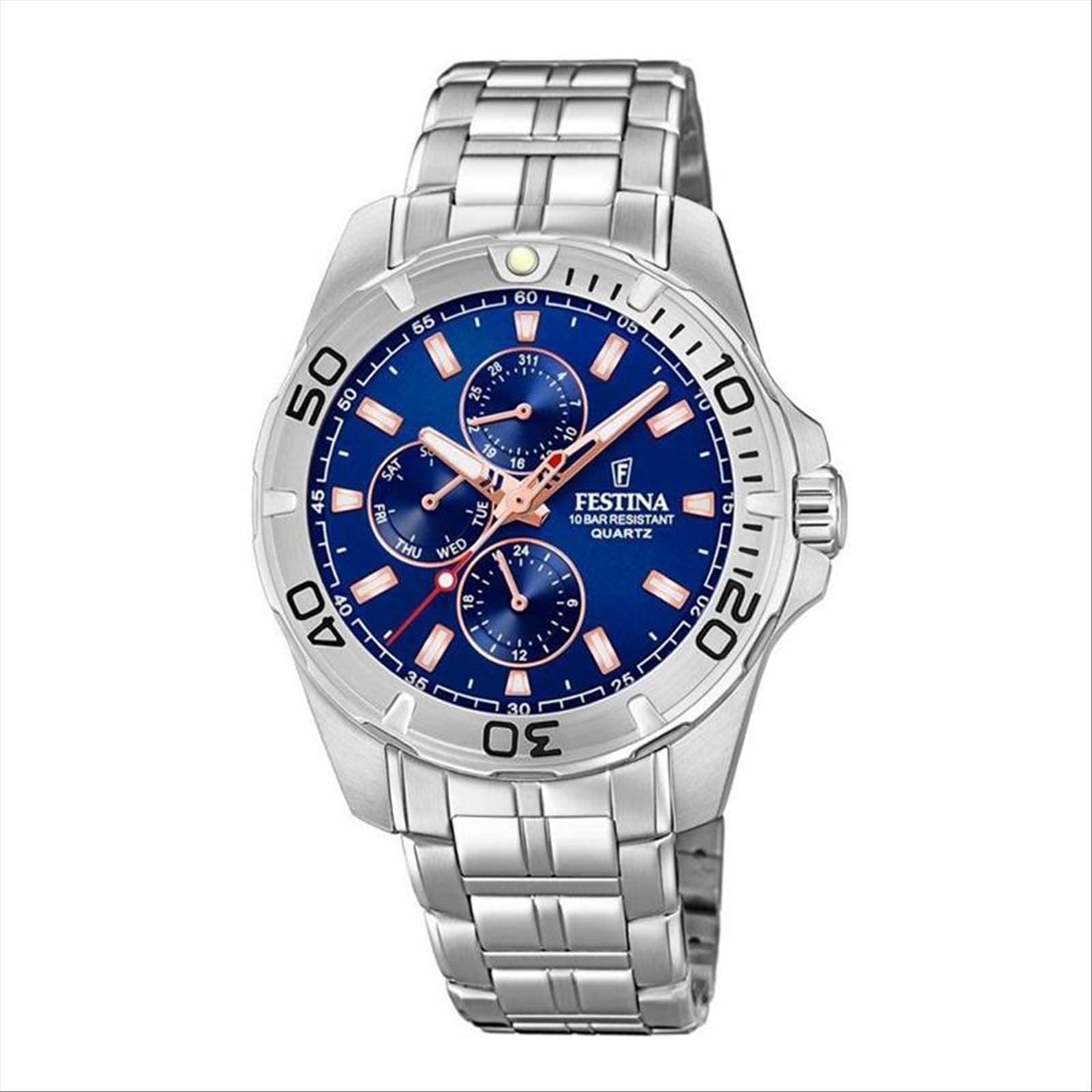Orologio Uomo Multifunzione Festina F20445/5 Cassa Acciaio Quadrante Blu Datario