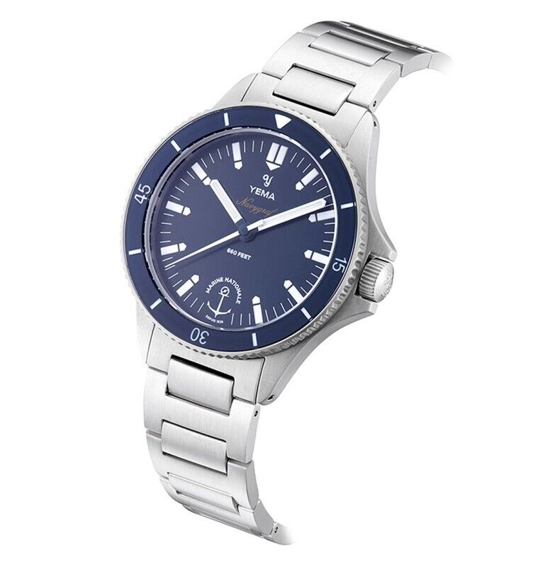 YEMA Navygraf Marine Nationale Blu Acciaio Quarzo Orologio Uomo