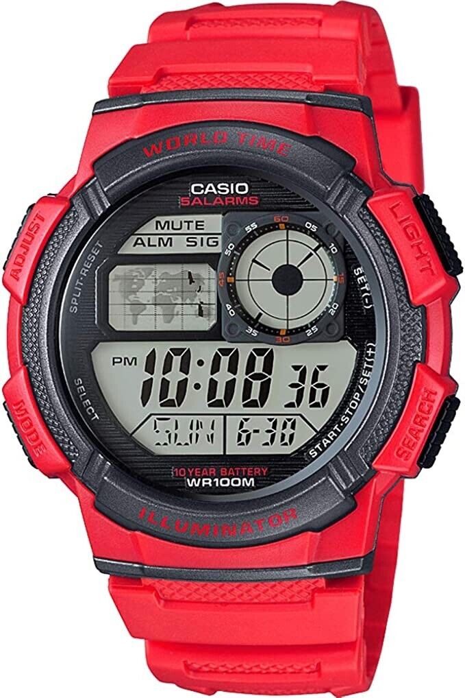 CASIO AE-1000W-4AVDF OROLOGIO UOMO DIGITALE ROSSO 45mm SOTTOCOSTO