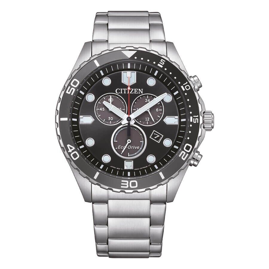 CITIZEN ECO-DRIVE SPORT CRONO OROLOGIO DA UOMO CRONOGRAFO IN ACCIAIO AT2568-82E
