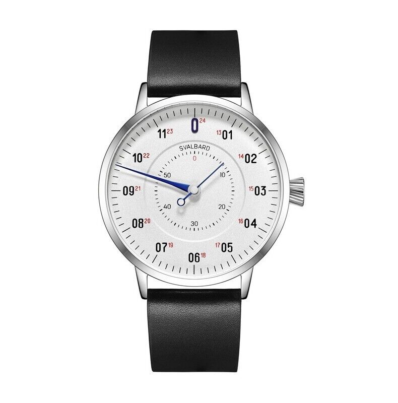 Svalbard Gauge AB21 Quarzo Swiss Acciaio Nero Bianco Pelle Orologio Uomo