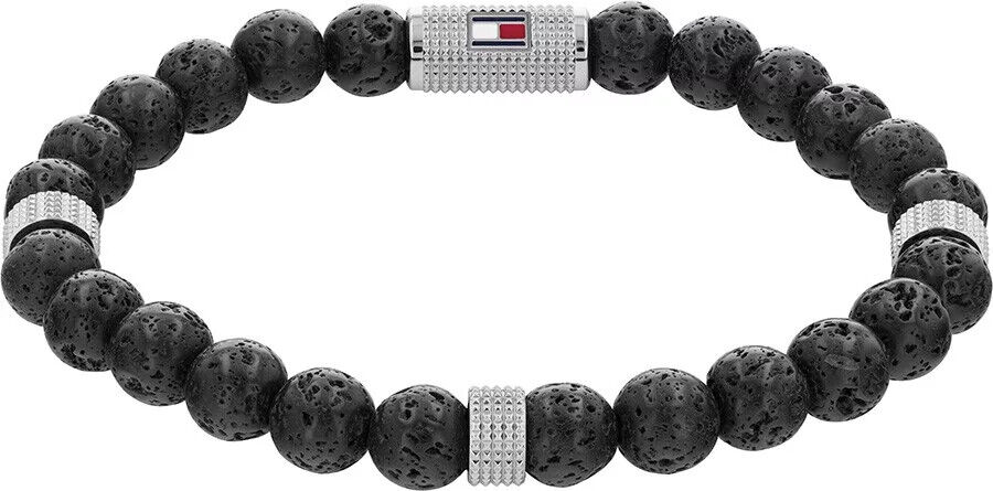 TOMMY HILFIGER BEADED STONES BLACK  BRACCIALE  UOMO REFERENZA  2790435    NUOVO
