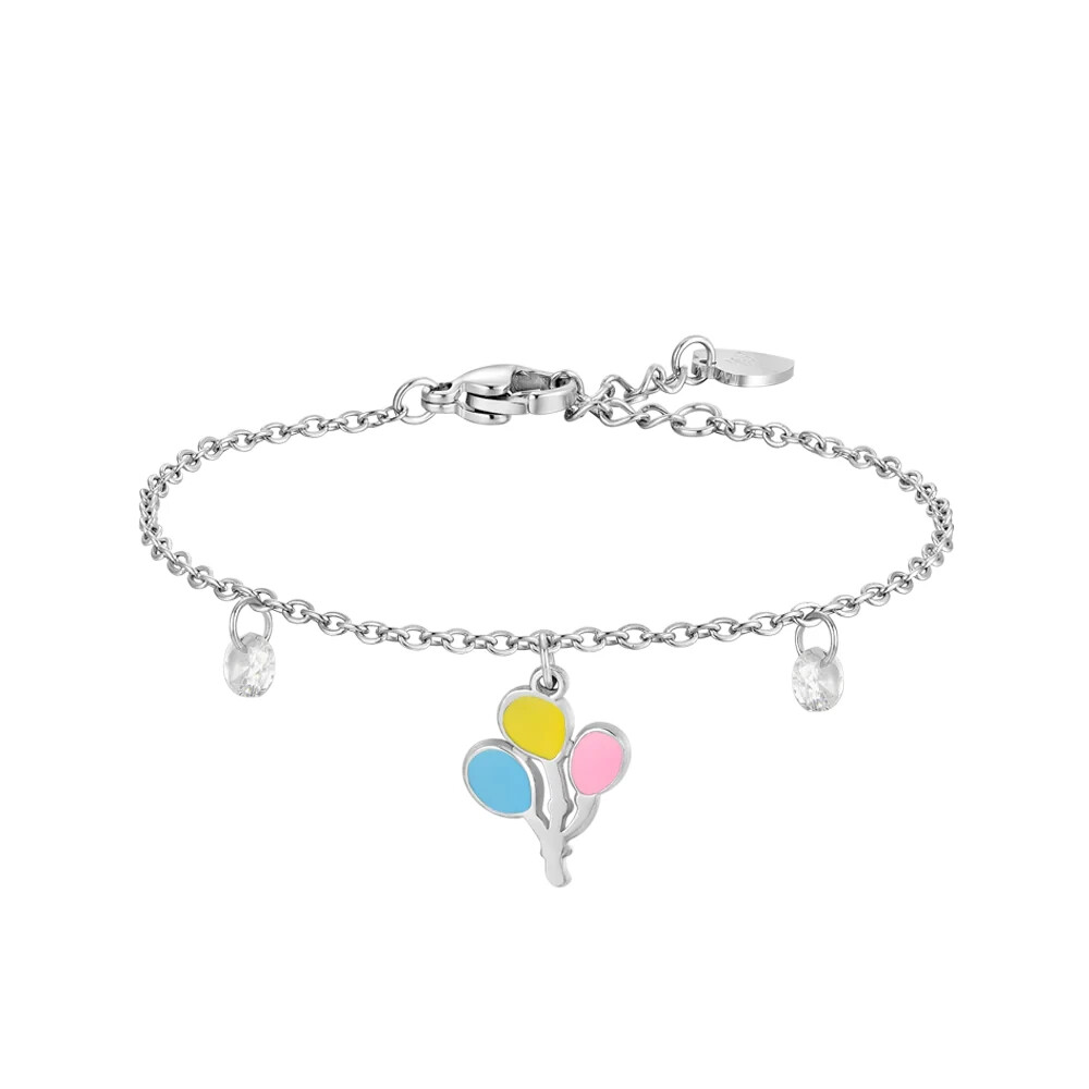 Bracciale Bambina Luca Barra JB225 In Acciaio Con Palloncini E Cristalli