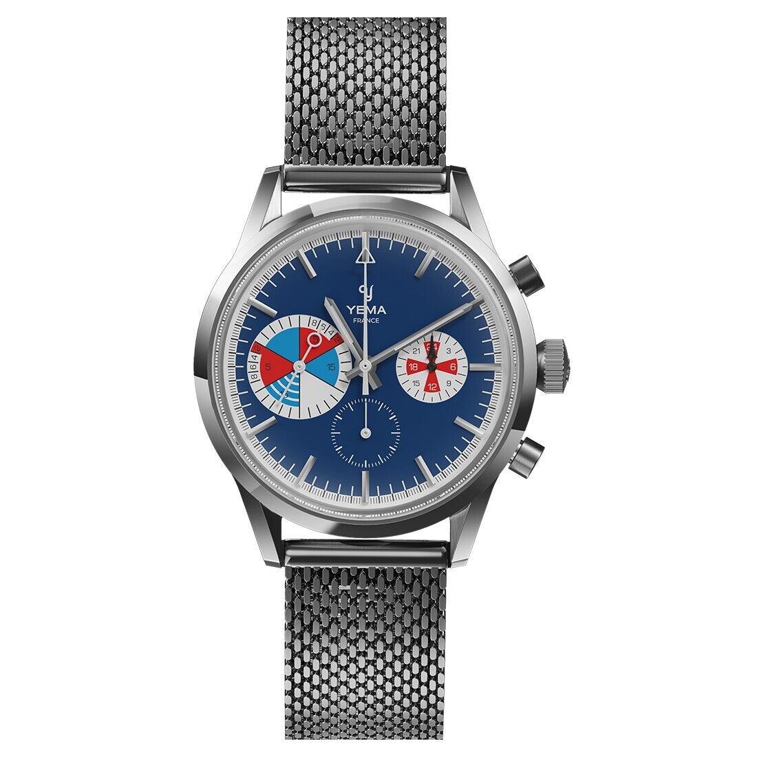 YEMA Yachtingraf Cronografo Acciaio Ibrido Meccanico Quarzo Blu Orologio Uomo