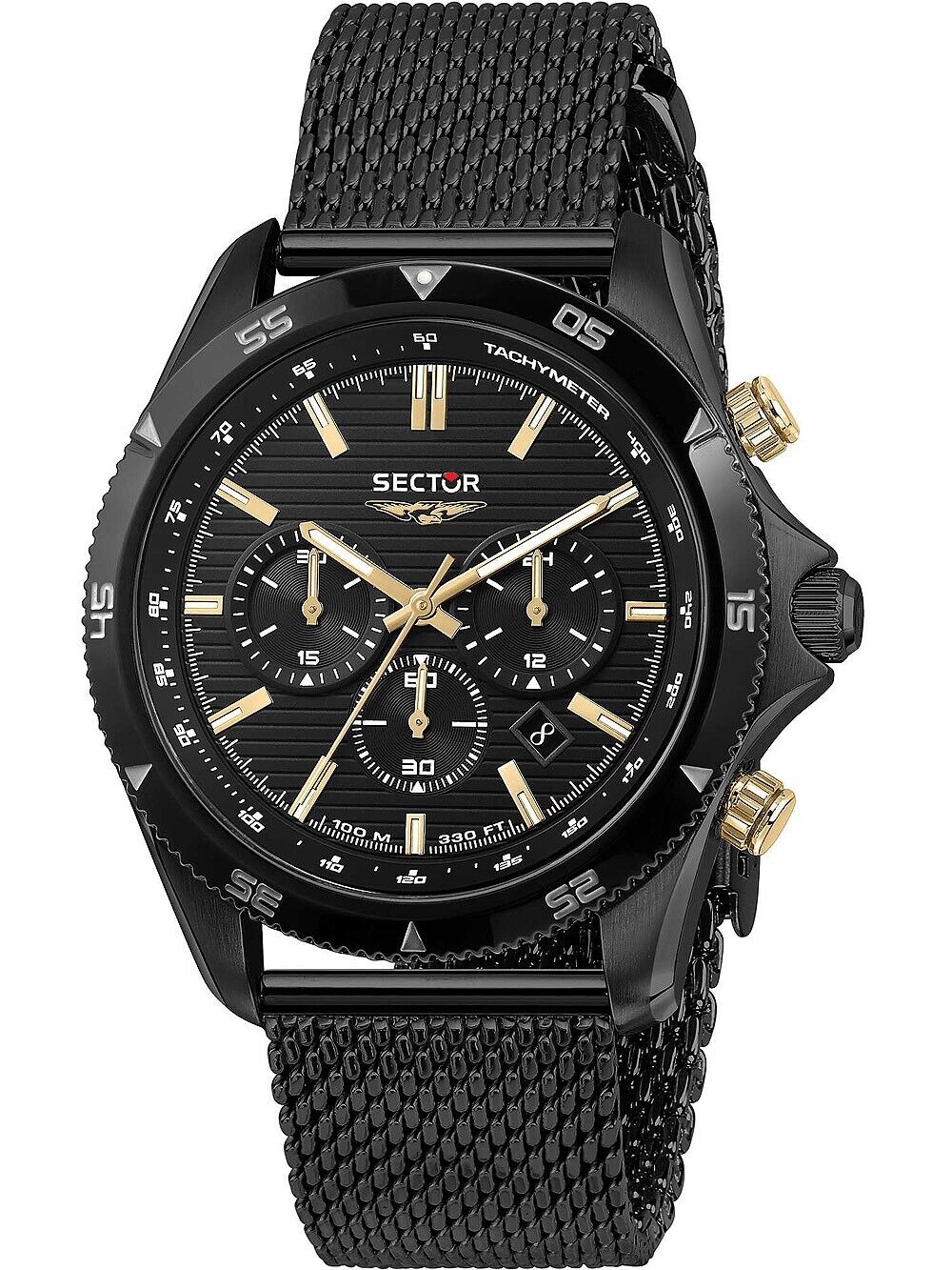 SECTOR 650 OROLOGIO UOMO R3273631005 DATA NERO MESH 45mm LIST. 229€ SOTTOCOSTO