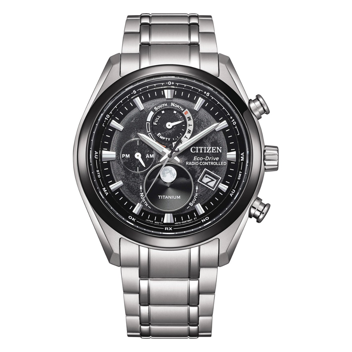 Orologio Citizen Moonphase radiocontrollato TSUKIYOMI titanio Nero BY1018-80E