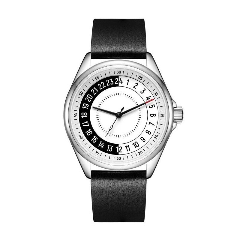 Svalbard FOLLOWER GA19 Swiss Quarzo Acciaio Bianco Nero Pelle 24h Orologio Uomo