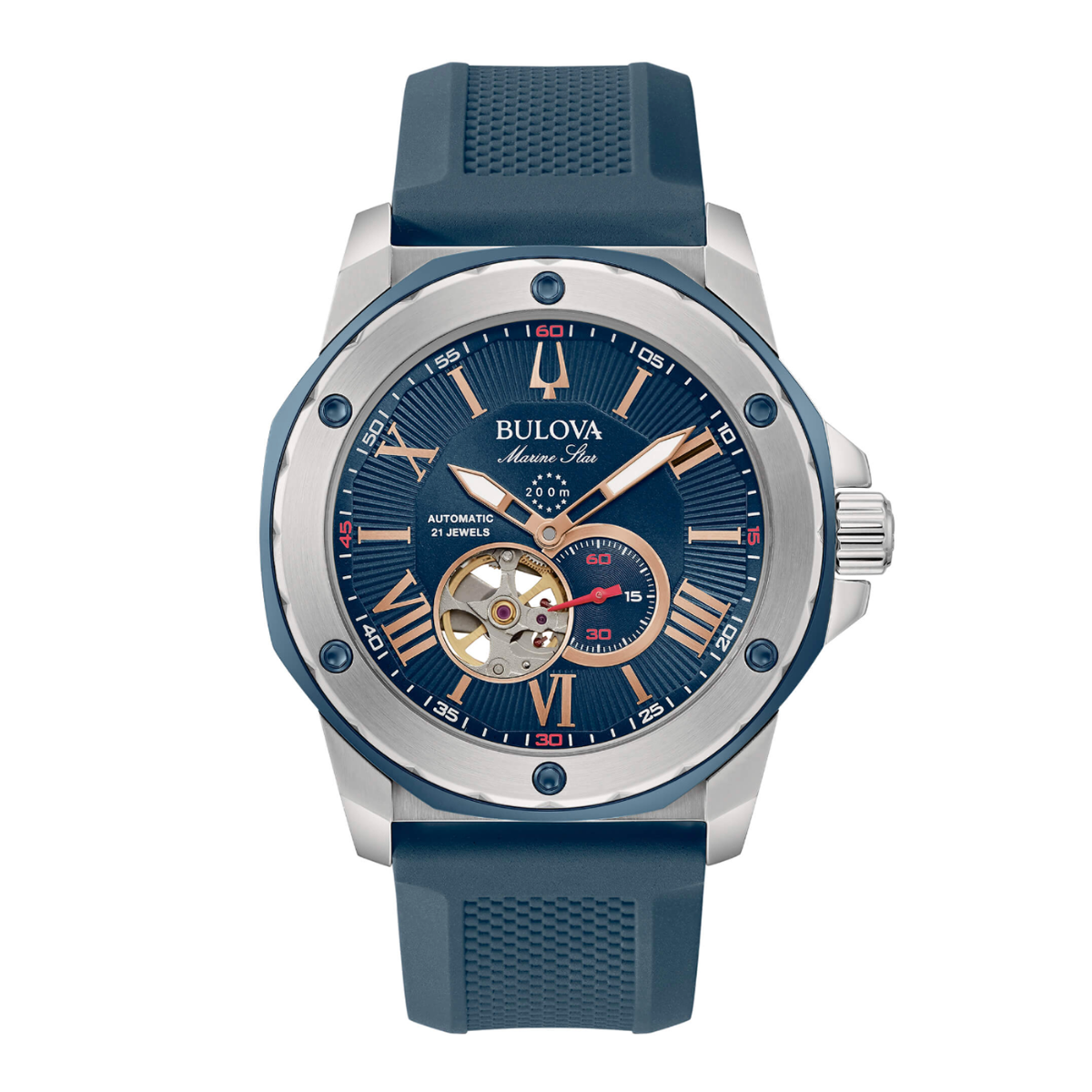 Bulova Orologio Collection Marine Star Automatic Blu Oro Rosa 44mm 98A282