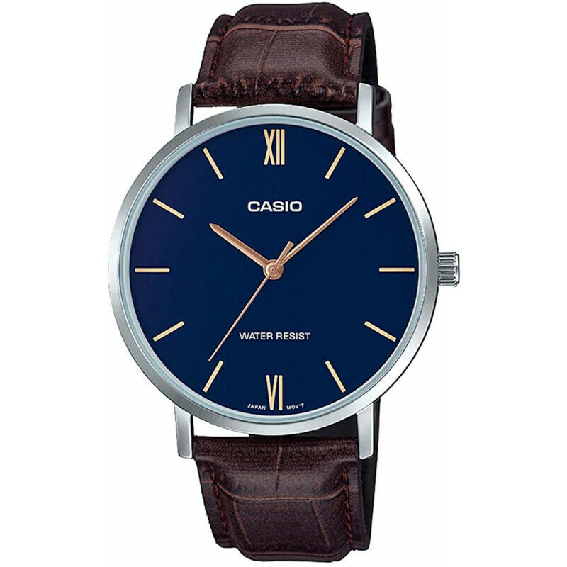 CASIO MTP-VT01L-2BUDF OROLOGIO UOMO PELLE MARRONE BLU 40mm SOTTOCOSTO