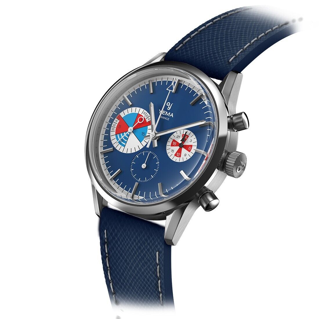 YEMA Yachtingraf Cronografo Acciaio Ibrido Meccanico Quarzo Blu Orologio Uomo