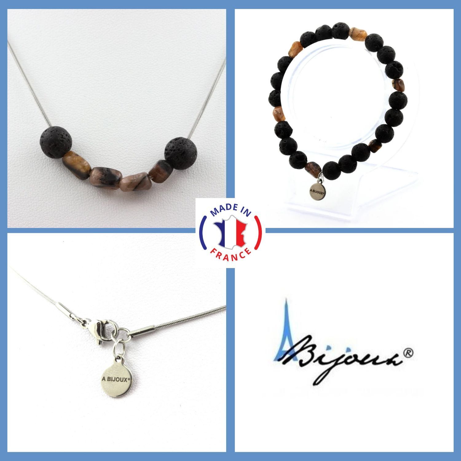 Minerali Collezione. Parure Gioielli Braccialetto Collana Perle Andalusite #USA