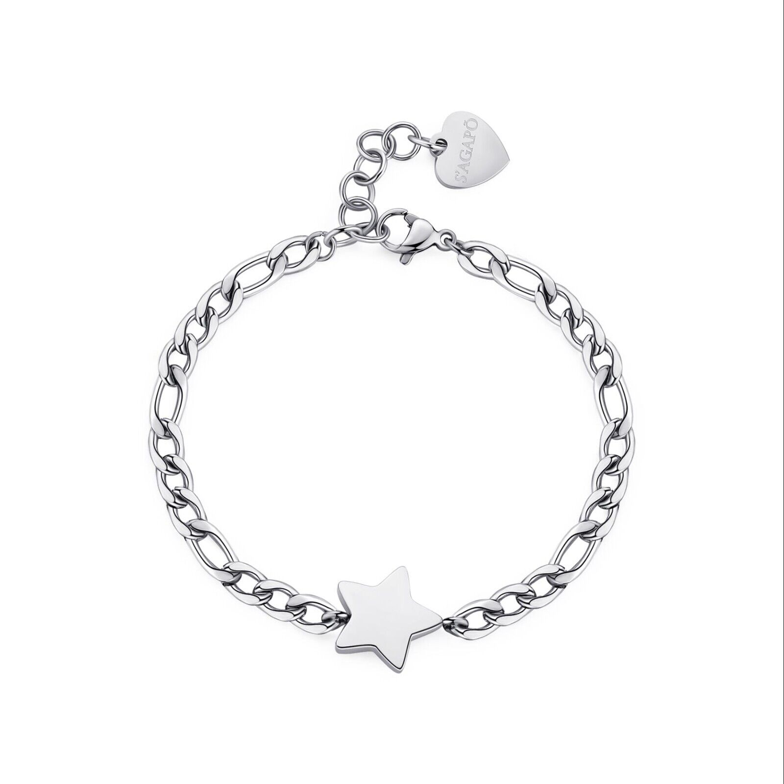 S'AGAPO MY LOVE BRACCIALE DA DONNA A MAGLIA GRUMETTA CON STELLA SYL11 (2380)