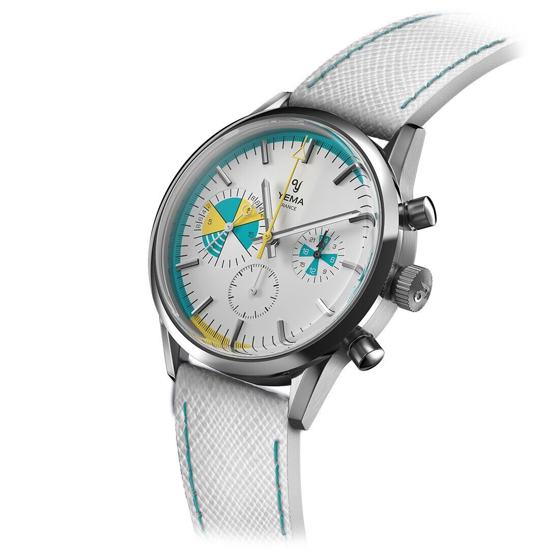 YEMA Yachtingraf Acciaio Cronografo Ibrido Meccanico Quarzo Bianco Orologio Uomo