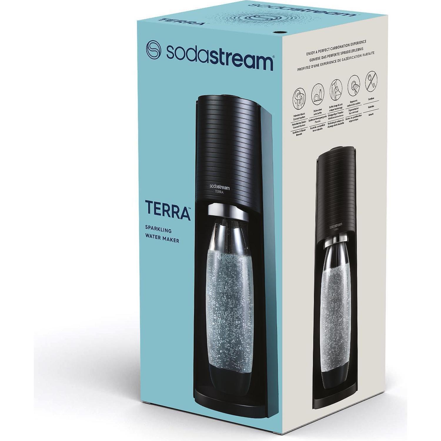 Gasatore acqua Sodastream Terra black nero con 1 bottiglia lavabile in lavastov