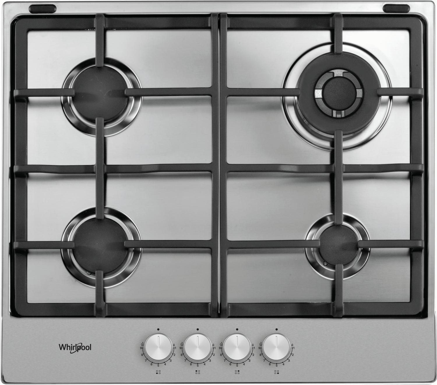 Whirlpool Piano Cottura a Gas 4 Fuochi a Gas 58 Cm in Acciaio Inox TGML661IX