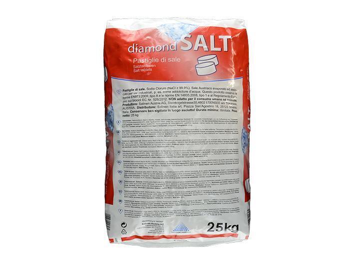 Pastiglie di sale per addolcitori d'acqua (Diamond Salt) 1,5x2,5 cm (pallet da 4