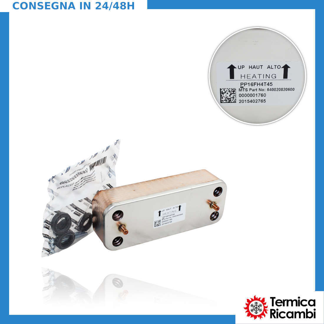 Scambiatore di calore a piastre sanitario caldaia CHAFFOTEAUX 65104333 originale
