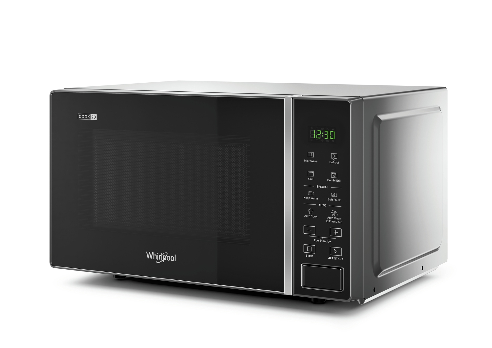 Whirlpool MWP 203 SB Superficie piana Microonde con grill 20 L 700 W Nero, Argen