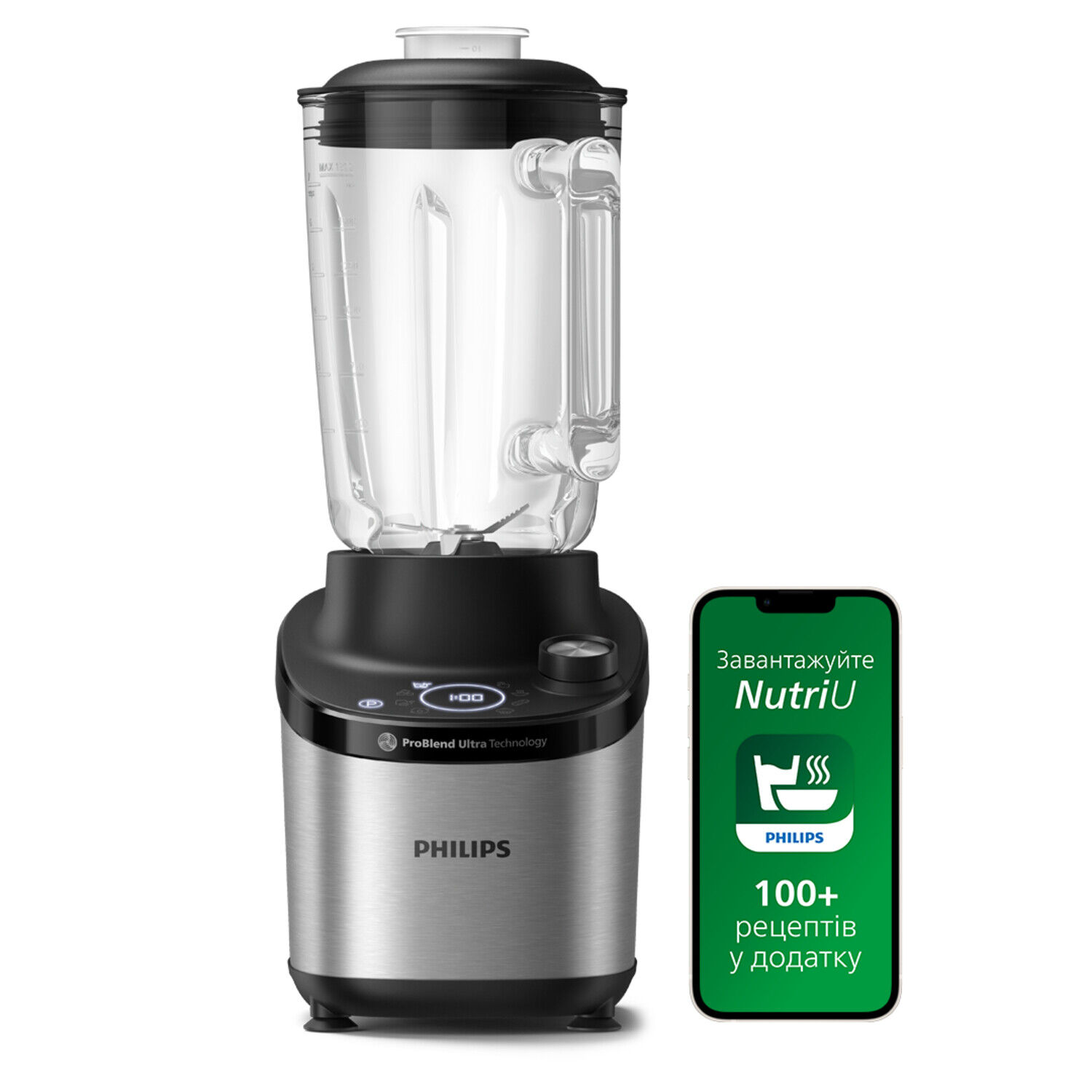 Philips Frullatore con Bicchiere 2 lt Potenza 1500W Nero/Metallo HR3760/00
