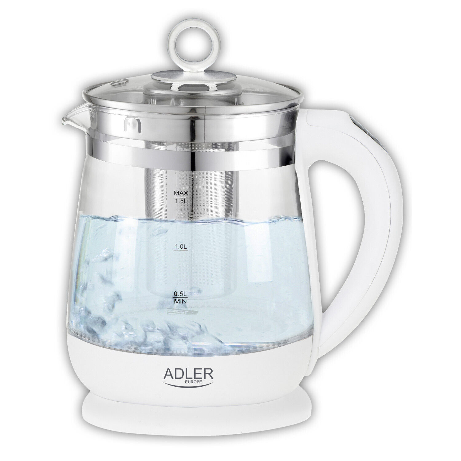 Bollitore vetro 1.5L infusore temperatura Adler AD 1299