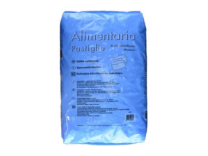 Pastiglie di sale per addolcitori d'acqua (Alimentaria) 1,5x2,5 cm (pallet da 40