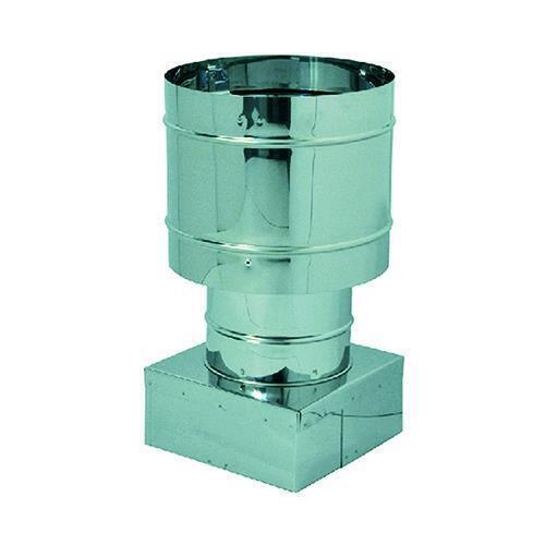 FUMAIOLO A CAPPELLO QUADRO  'ANTIVENTO' IN ACCIAIO INOX cm 27 x 27