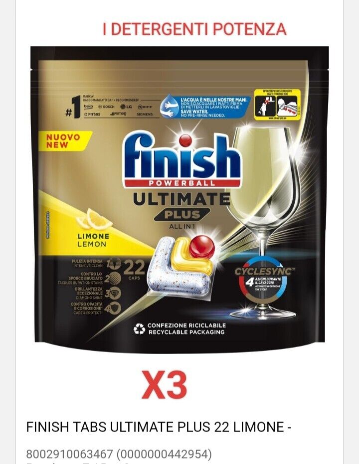 3 PEZZI PROMO  FINISH TABS ULTIMATE PLUS 22 LIMONE