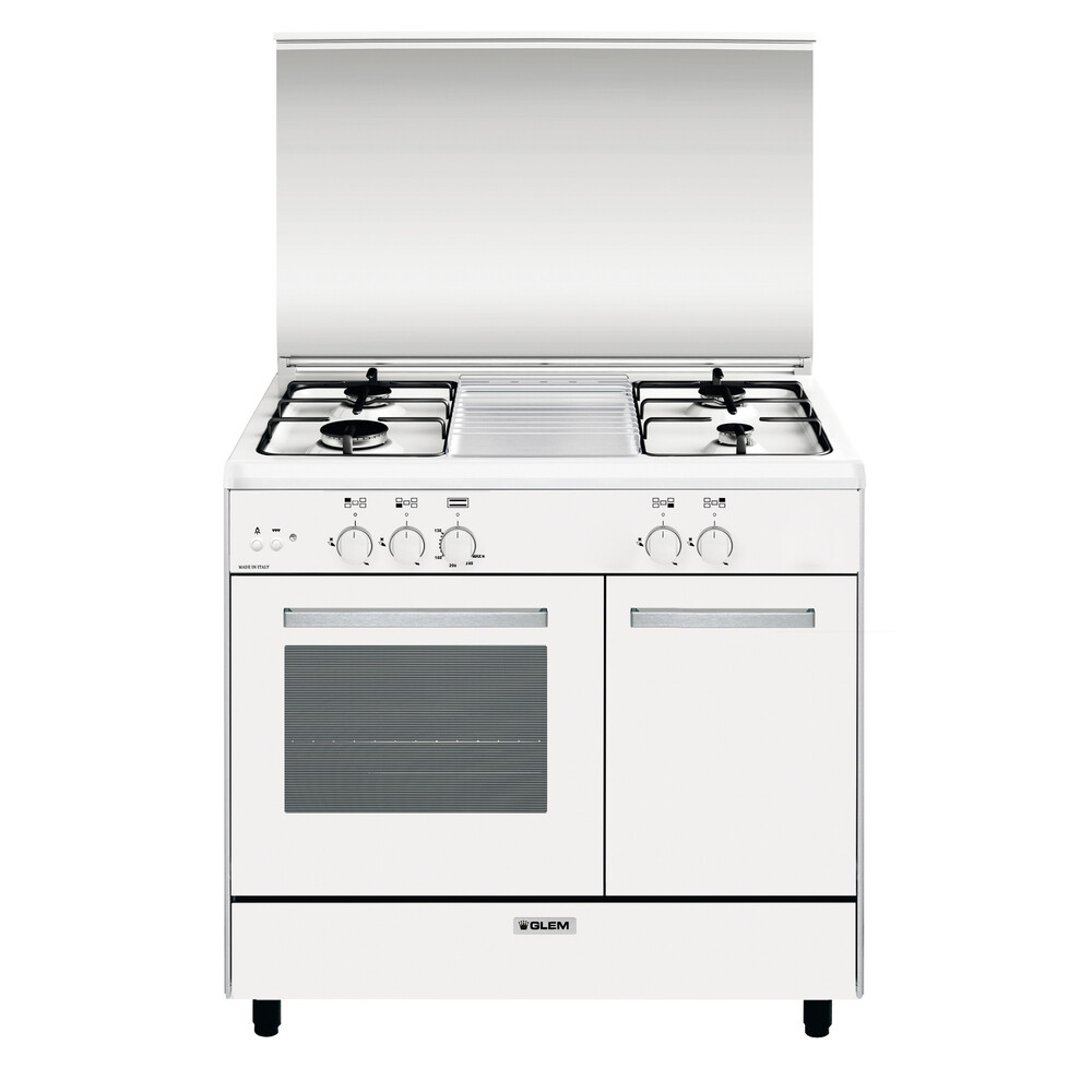 Glem Gas Cucina a Gas 4 Fuochi con Forno a Gas 70 Litri 90x60 cm AER964AX
