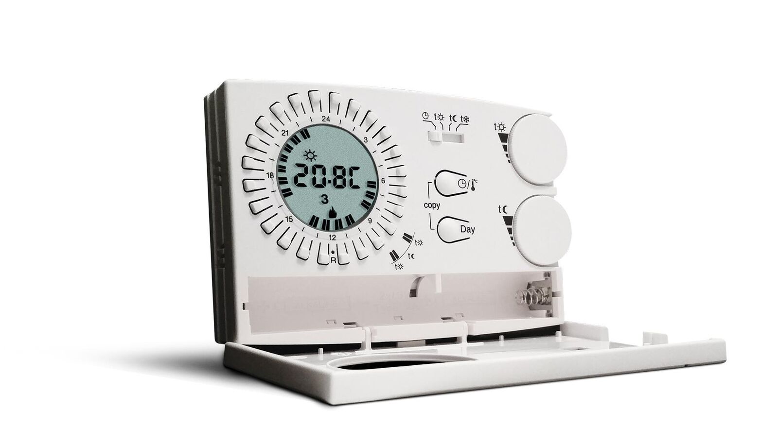 Cronotermostato analogico digitale giornaliero 3V serie EASY colore bianco Perry