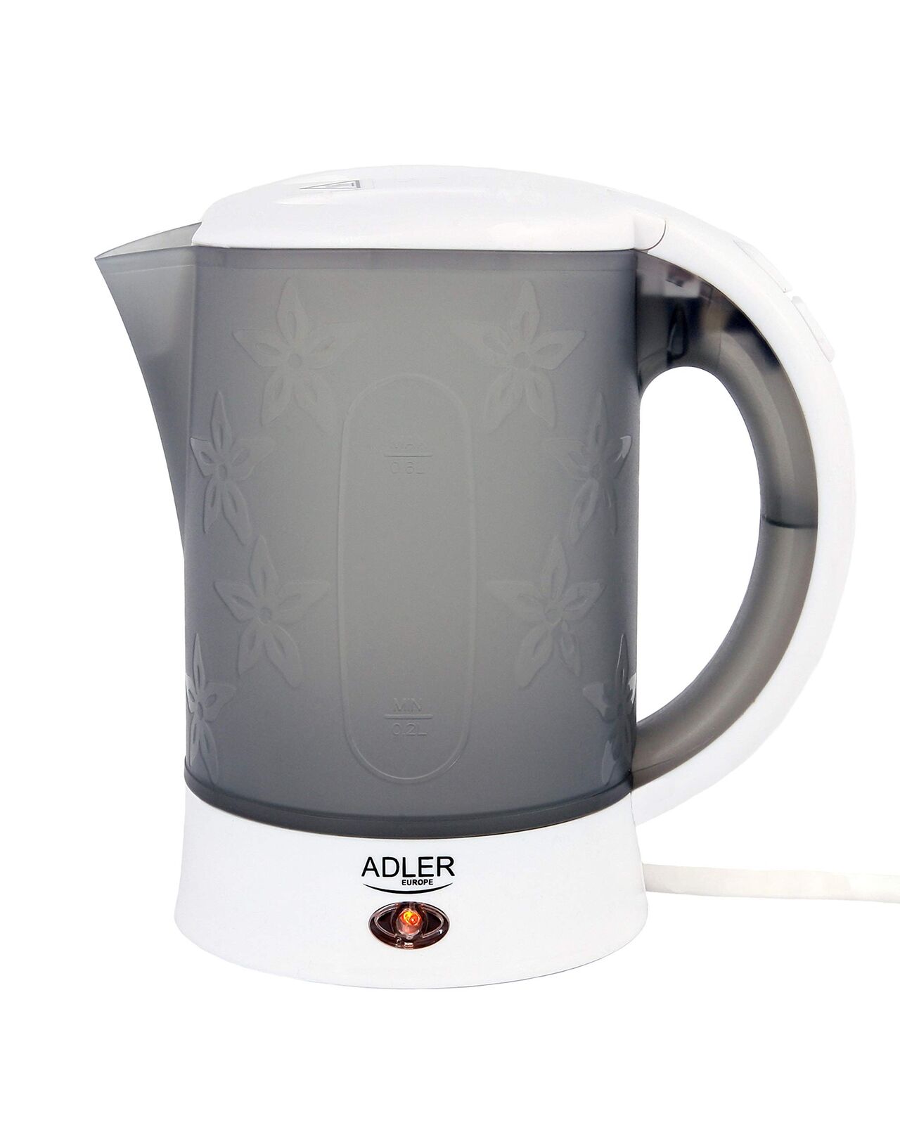 Virdulys Adler Travel Kettle AD 1268 Standard Plastic Baltas 600 W 0.6 L