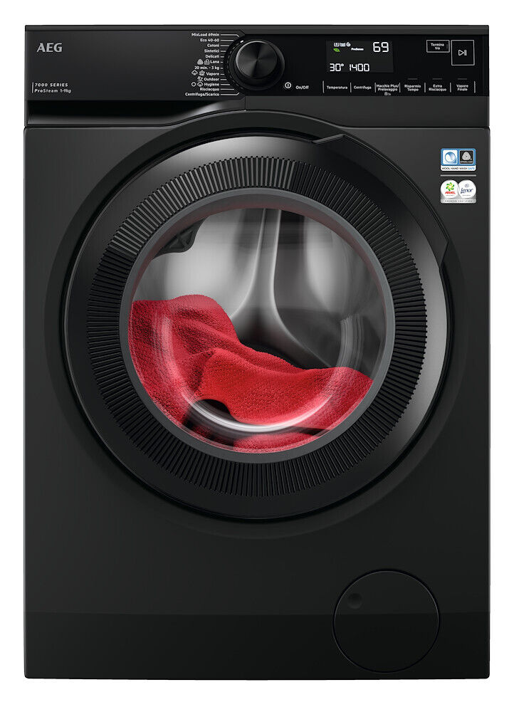 AEG LAV.C/FRONT 9KG 1400GIRI CE.A INV. VAP. RUBY NERO LR7BLACK