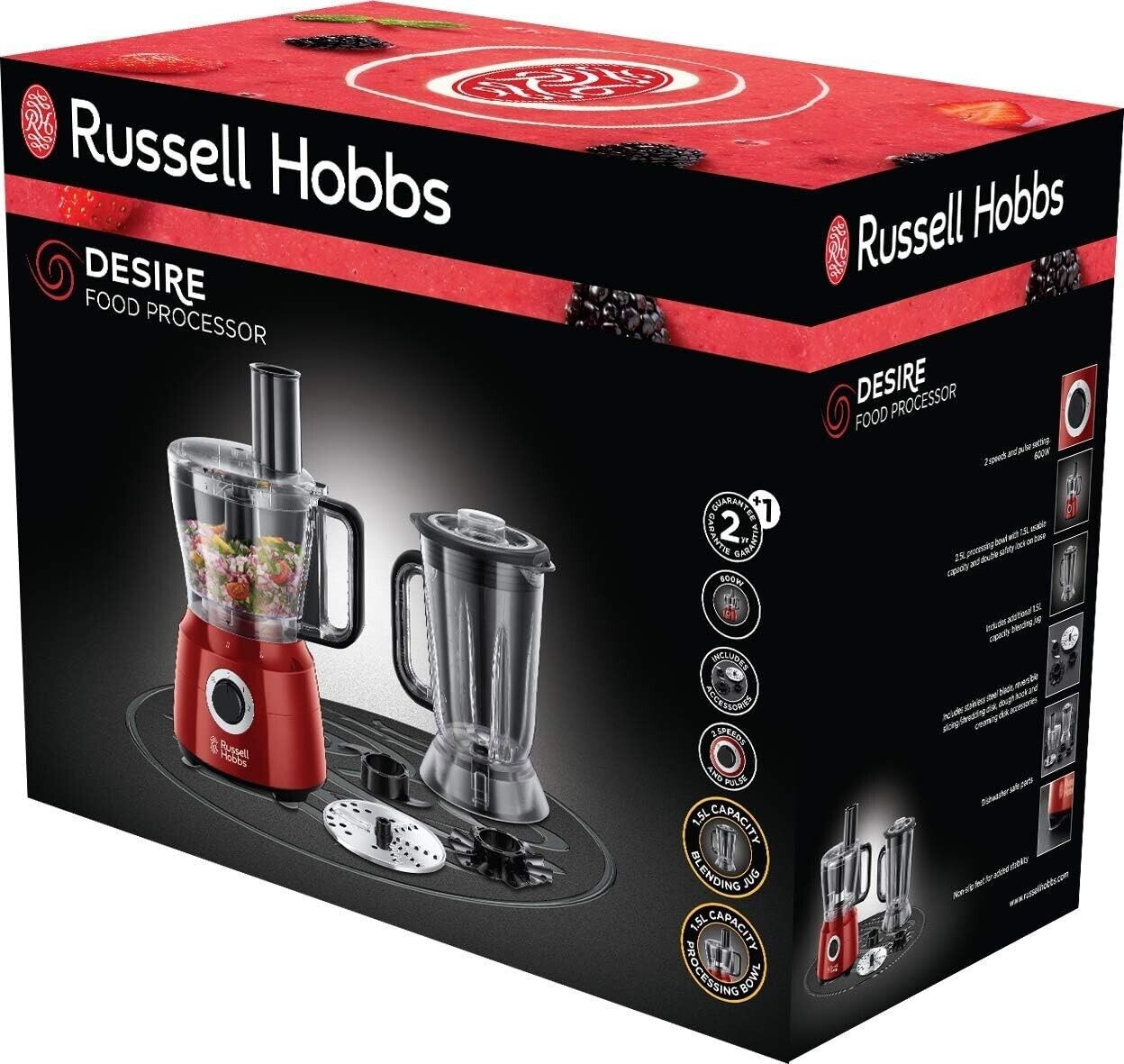 Russell Hobbs Robot da Cucina Serie Desire 24730-56 Rosso 2 Velocità 600 W NUOVO