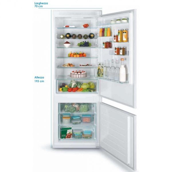 Candy cbt7719fw frigorifero combinato da incasso 70 cm 372 lt altezza 193 cm tot