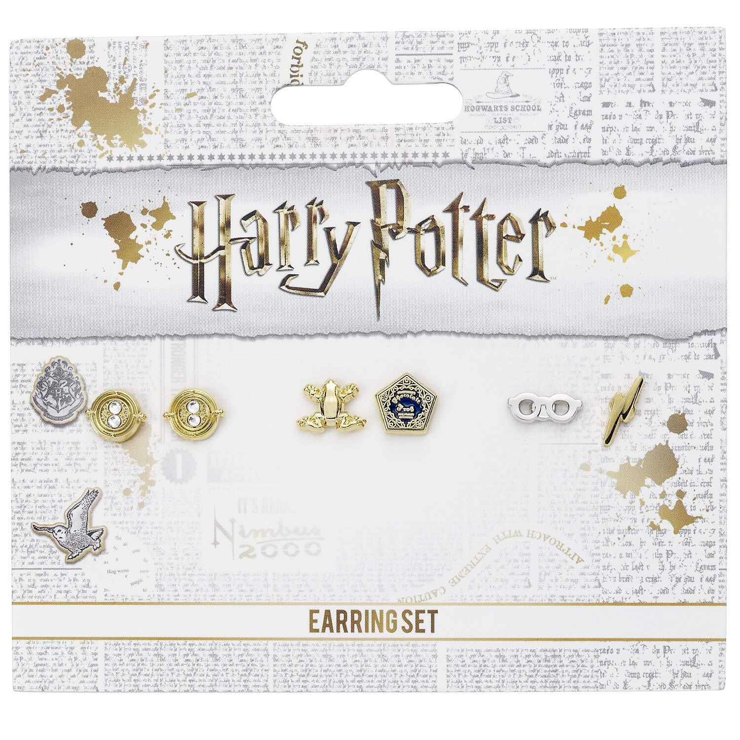 Official Harry Potter Stud Earring Set including Time Turners, Chocolate Frogs,