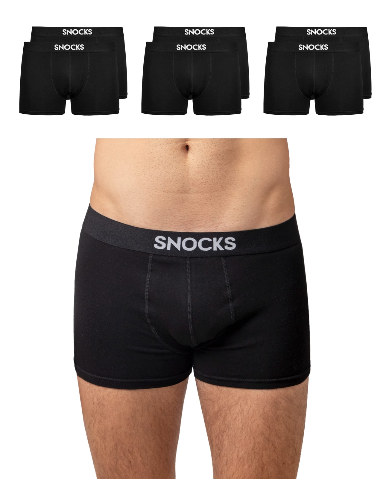Snocks Pacco da 6 Boxer Uomo Cotone Organico con Logo - Elasticizzato e Senza...