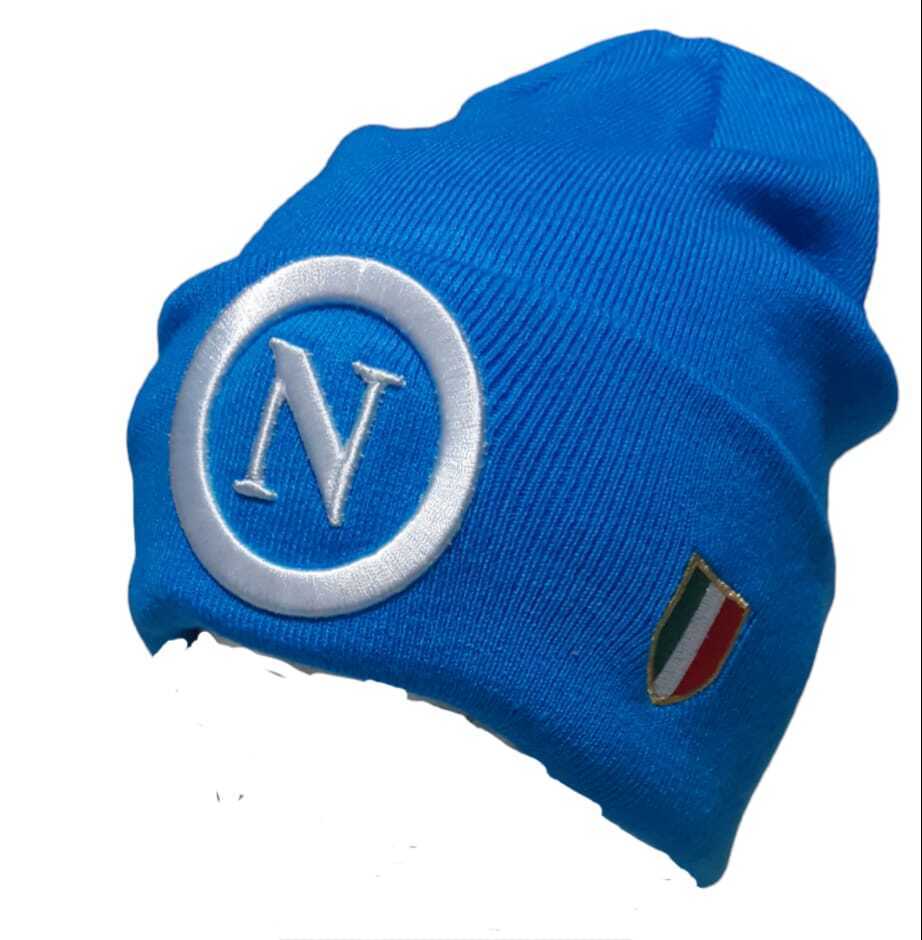 Cappello skipper azzurro con logo bianco ssc napoli