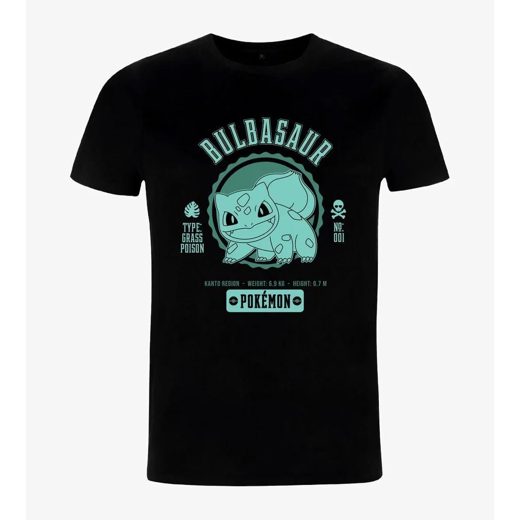 Abbigliamento Pokemon: Collegiate Bulbasaur Black (T-Shirt Unisex Tg.S)